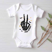Stay Spooky Baby Bodysuit, Edgy Skeleton Baby Shirt, Boys Halloween Toddler Sweatshirt - Peace Sign Outfit, Cool Spooky Baby Clothes