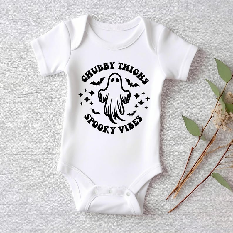 Chubby Thighs Spooky Vibes Funny Retro Baby Shirt, Baby Bodysuit, Halloween Toddler Sweatshirt - Cute Chunky Baby Fall Outfit