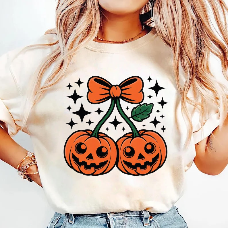 Pumpkin Cherries Short Sleeve T-Shirt