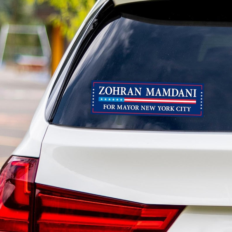 Zohran Mamdani 2025 Bumper Sticker, NYC Mayor Election, Political Campaign Vinyl Decal, Vote Mamdani, NYC Election Car Sticker