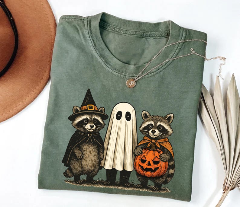 Boo Ghost Raccoon Short Sleeve T-Shirt