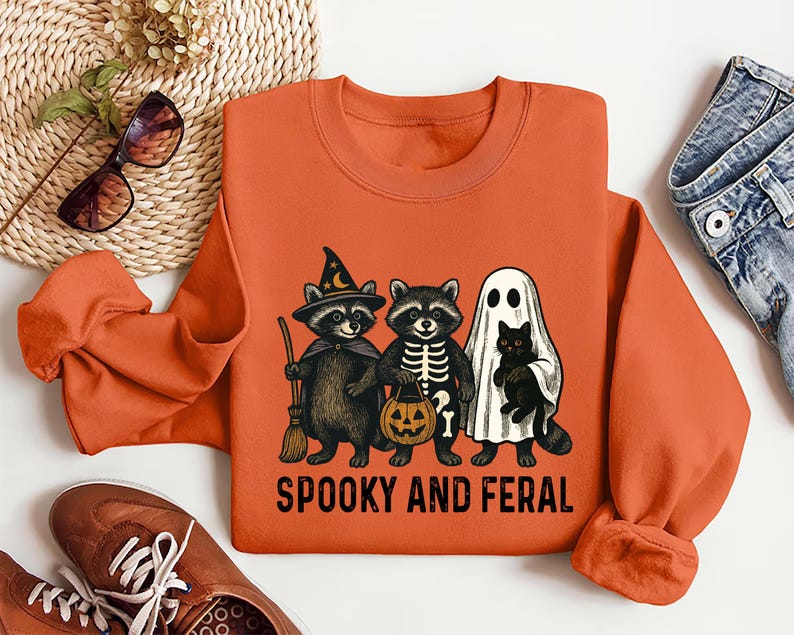 Spooky and Feral Raccoon Sweatshirt