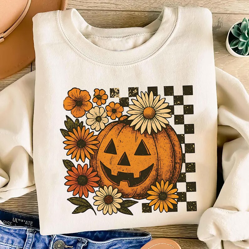 Retro Floral Pumpkin Sweatshirt