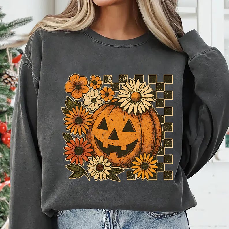 Retro Floral Pumpkin Sweatshirt