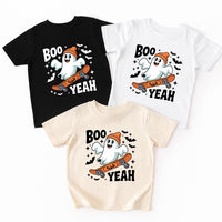 Boo Yeah Baby Bodysuit, Retro Ghost Baby Shirt, Halloween Toddler Sweatshirt - Skater Themed Outfit, Cute Spooky Fall Baby Clothes