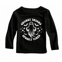 Chubby Thighs Spooky Vibes Funny Retro Baby Shirt, Baby Bodysuit, Halloween Toddler Sweatshirt - Cute Chunky Baby Fall Outfit