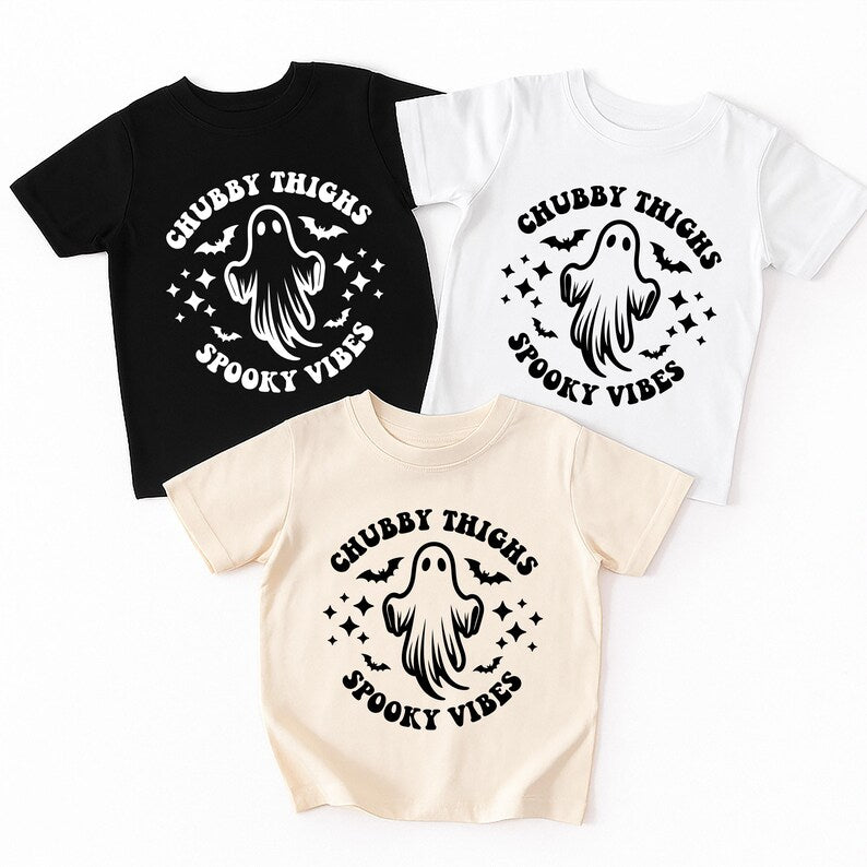 Chubby Thighs Spooky Vibes Funny Retro Baby Shirt, Baby Bodysuit, Halloween Toddler Sweatshirt - Cute Chunky Baby Fall Outfit