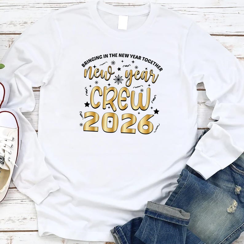 2026 New Year Crew Long Sleeve T-Shirt, New Year's Eve Party Unisex Long Sleeve Shirt, Happy New Year Shirt For Kids, 2026 New Year Shirt