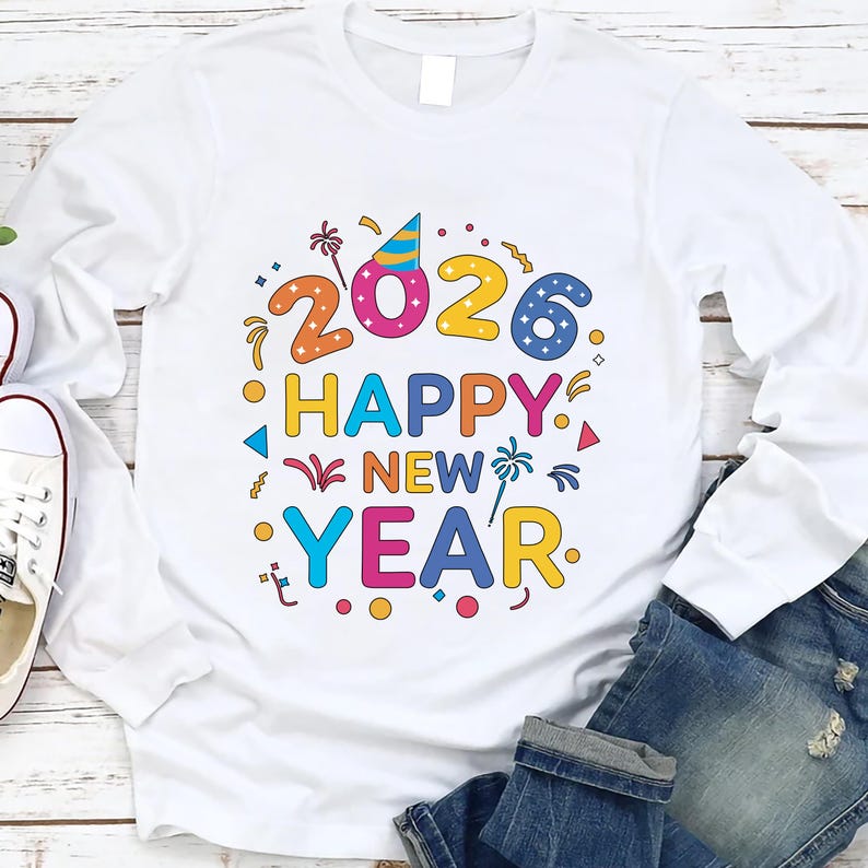 Happy New Year 2026 Long Sleeve T-Shirt, New Years Eve Party Unisex Long Sleeve Shirt, Hello 2026 Shirt For Kids, 2026 Happy New Years Shirt