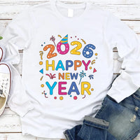 Happy New Year 2026 Long Sleeve T-Shirt, New Years Eve Party Unisex Long Sleeve Shirt, Hello 2026 Shirt For Kids, 2026 Happy New Years Shirt