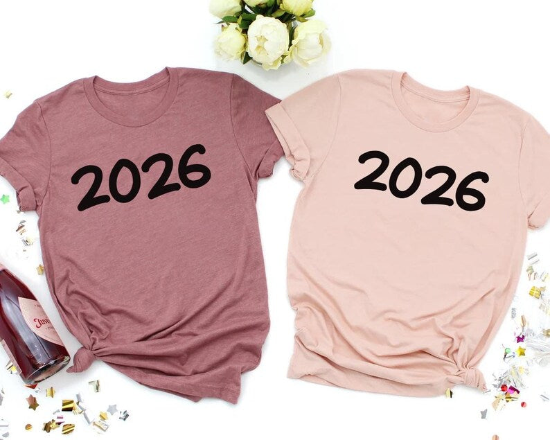 Happy New Year T-Shirt For Men, New Years Eve Party Women V Neck Shirt, 2026 Happy New Year Shirt For Kids, Unisex 2026 New Years Eve Shirt
