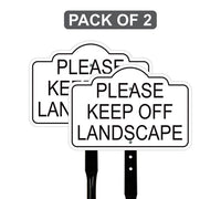 2 Pack Please Keep Off Landscape Yard Sign with 16" Stake, Rust-Free Aluminum Stay Off Grass Warning Sign, Outdoor Garden Lawn Protection