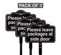 3 Pack Please Leave Packages at Side Door Yard Sign with 16