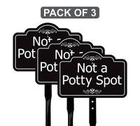 3 Pack Not a Potty Spot Yard Sign with 16" Stake, Rust-Free Aluminum Dog Poop Warning Sign, Clean Up After Your Dog Outdoor Lawn Pet Waste Sign