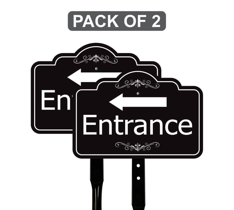 2 Pack Entrance Yard Sign with Arrow and 16" Stake, Aluminum Directional Enter Sign, Outdoor Lawn Entry Marker for Events, Homes, Businesses