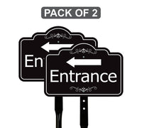 2 Pack Entrance Yard Sign with Arrow and 16" Stake, Aluminum Directional Enter Sign, Outdoor Lawn Entry Marker for Events, Homes, Businesses