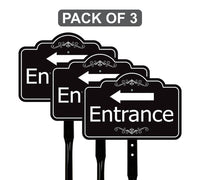 3 Pack Entrance Yard Sign with Arrow and 16" Stake, Aluminum Directional Enter Sign, Outdoor Lawn Entry Marker for Events, Homes, Businesses