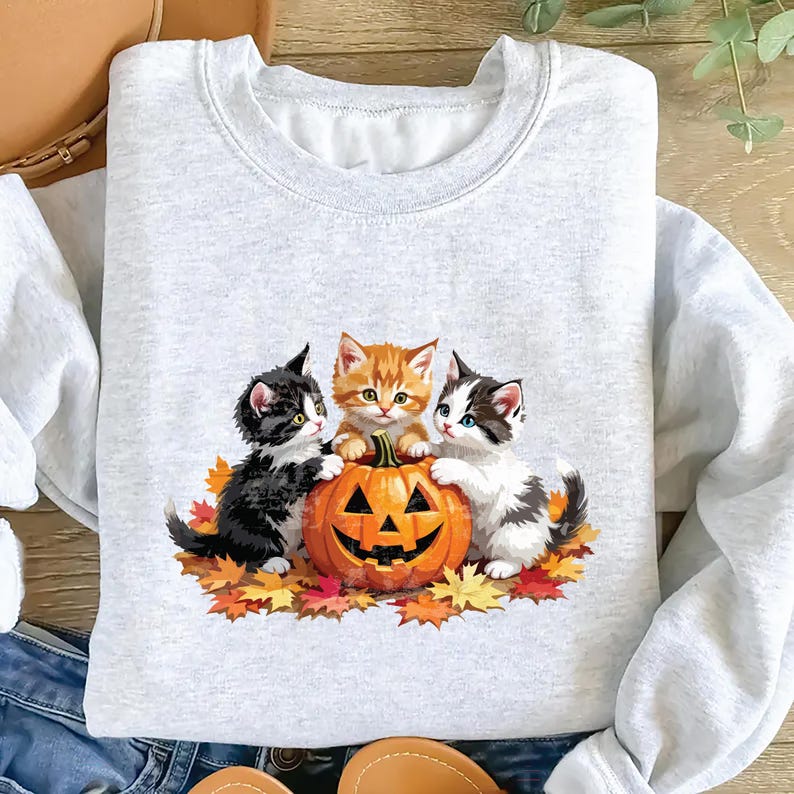Vintage 90s Cat Halloween Sweatshirt