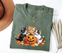 Vintage 90s Cat Halloween Short Sleeve T-Shirt
