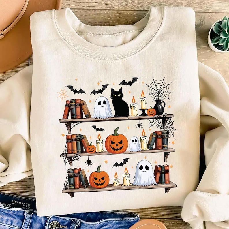 Halloween Book Shelf Sweatshirt