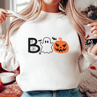 Halloween Boo Sweatshirt, Cute Ghost Pumpkin Sweatshirt