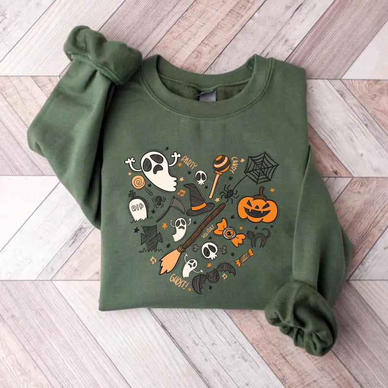 Halloween Doodles Heart Sweatshirt