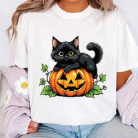 Vintage Black Cat on Pumpkin Short Sleeve T-Shirt