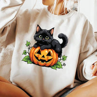Vintage Black Cat on Pumpkin Sweatshirt