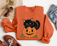 Vintage Black Cat on Pumpkin Sweatshirt