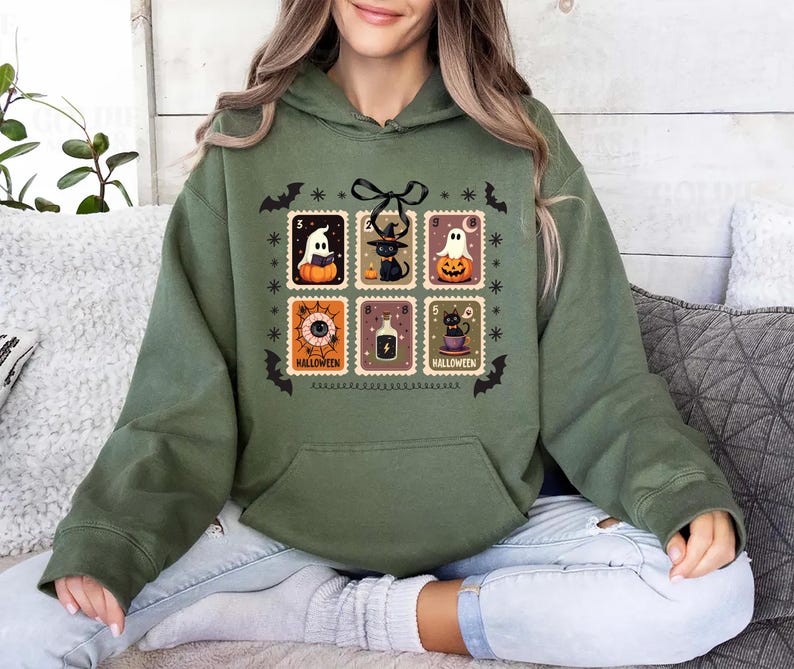Retro Halloween Stamps Hoodie