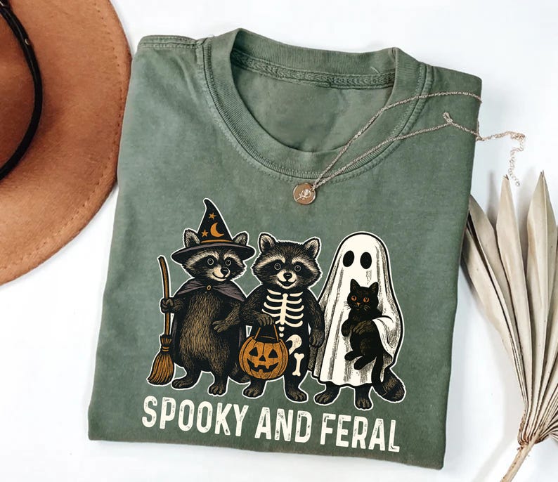 Spooky and Feral Raccoon Short Sleeve T-Shirt