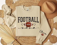 Football Mama Sweatshirt with Kids Name on Sleeve, Two-Sided