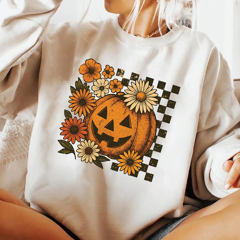Retro Floral Pumpkin Sweatshirt