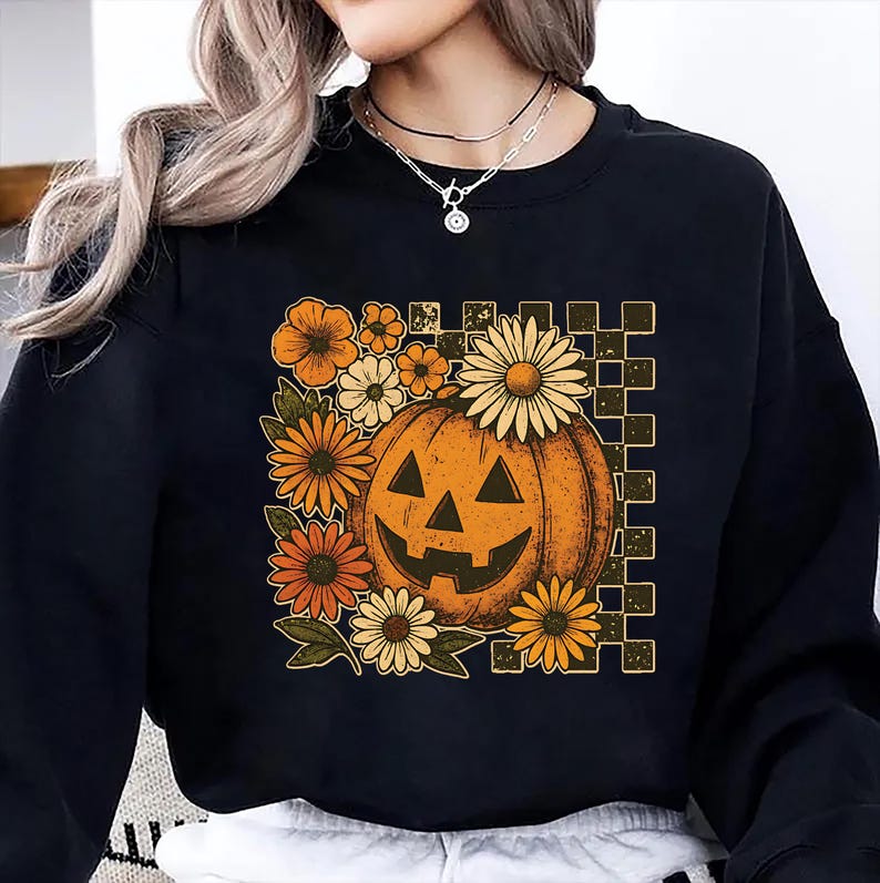 Retro Floral Pumpkin Sweatshirt