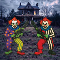 Evil Clown Halloween Yard Sign with Stakes, Scary Carnival Lawn Decoration, Creepy Outdoor Clown Prop for Halloween Party or Garden Décor