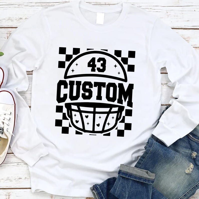 Custom Checkered Football Long Sleeve Shirt