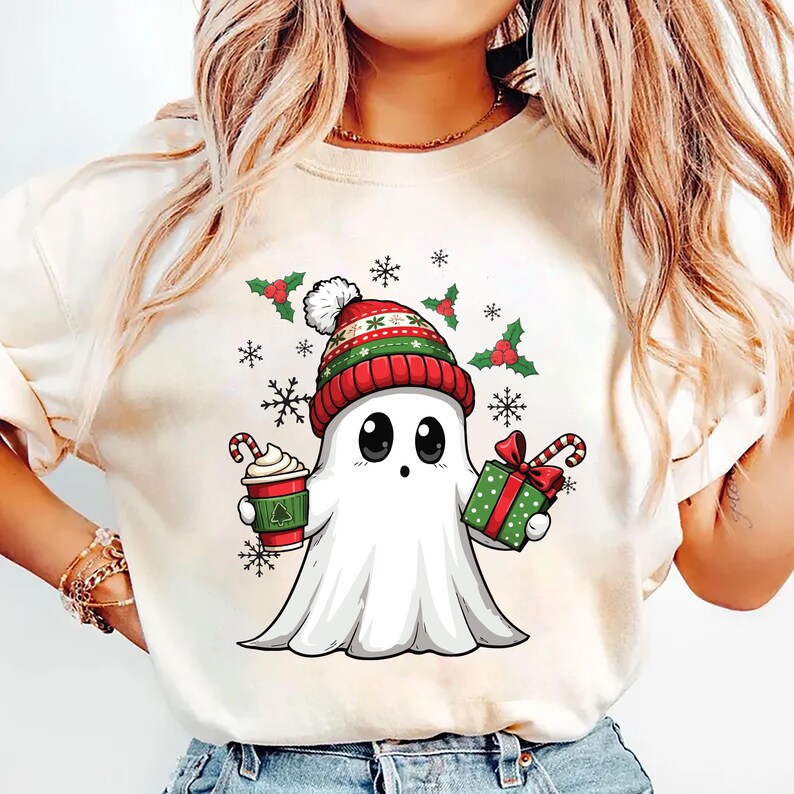 Ghost Santa Christmas Short Sleeve T-Shirt