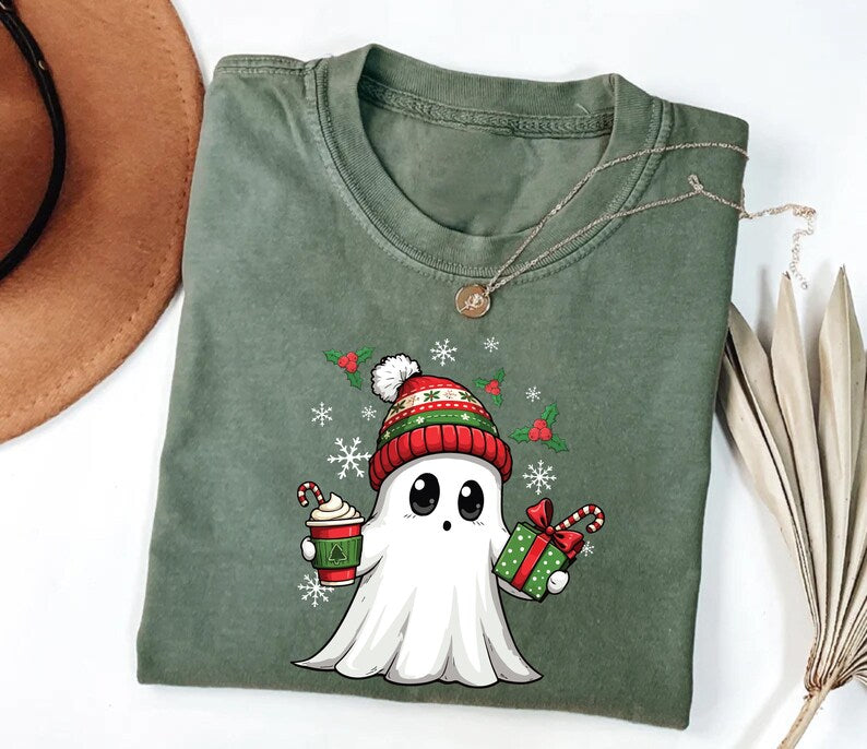 Ghost Santa Christmas Short Sleeve T-Shirt