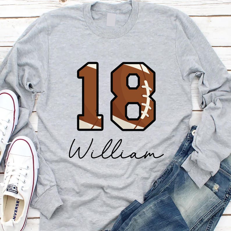 Custom Football Number Long Sleeve Shirt