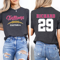 Custom Glitter Football Mascot Short Sleeve T-Shirt, Two Sided