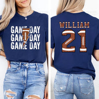Personalized Football Game Day Short Sleeve T-Shirt, Two Sided