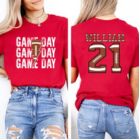 Personalized Football Game Day Short Sleeve T-Shirt, Two Sided