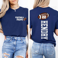 Football Mom Shirt with Kids Name & Jersey Number, Two Sided