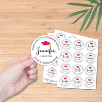Personalized Graduation 2026 Stickers, Custom Class of 2026 Stickers, 2026 Graduation Labels, Round Graduation Party Favors, Gift Sticker
