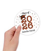 Personalized Graduation 2026 Stickers, Custom Class of 2026 Stickers, 2026 Graduation Labels, Round Graduation Party Favors, Gift Sticker
