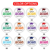 Personalized Graduation 2026 Stickers, Custom Class of 2026 Stickers, 2026 Graduation Labels, Round Graduation Party Favors, Gift Sticker