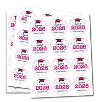 Personalized Graduation 2026 Stickers, Custom Class of 2026 Stickers, 2026 Graduation Labels, Round Graduation Party Favors, Gift Sticker