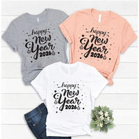 Happy New Year T-Shirt For Men, New Years Eve Party Women V Neck Shirt, 2026 Happy New Year Shirt For Kids, Unisex 2026 New Years Eve Shirt