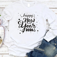 Happy New Year Long Sleeve T-Shirt, New Year Eve Party Unisex Long Sleeve Shirt, 2026 Happy New Year Shirt For Kids, 2026 New Year Shirt