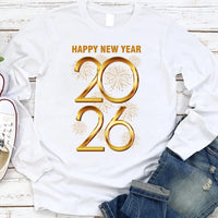 Happy New Year Long Sleeve T-Shirt, New Year Eve Party Unisex Long Sleeve Shirt, 2026 Happy New Year Shirt For Kids, 2026 New Year Shirt